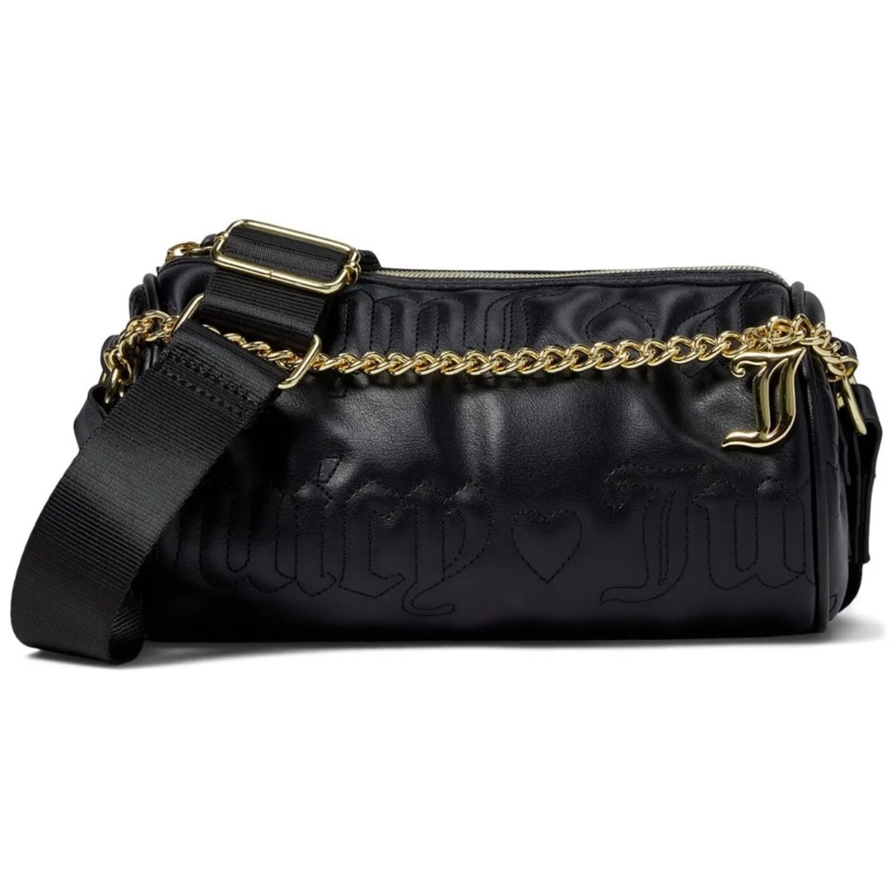 Juicy Couture Black Puff Roll Crossbody Shoulder Bag Gold tone Chain NWT